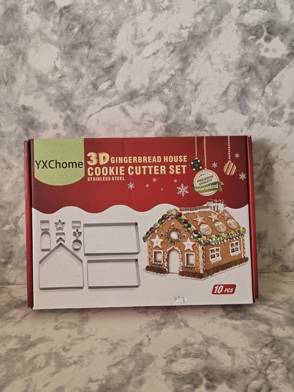 3D Gingerbread House Cookie Cutter 12 Piece Set - Silver
